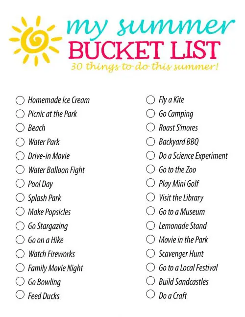 summer bucket list