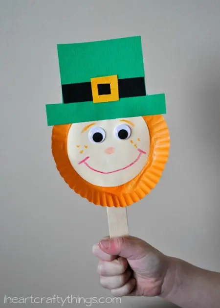 St. Patrick's Day leprechaun stick puppet