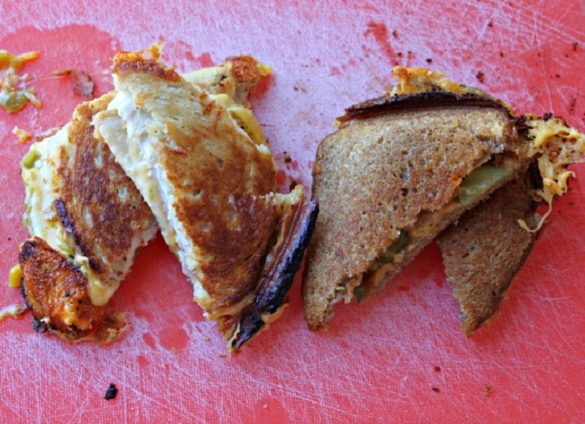 Campfire Grilled Cheese sandwiches made in a pie iron.