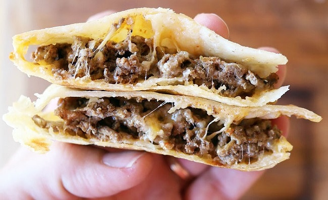 Tacos made in a pie iron