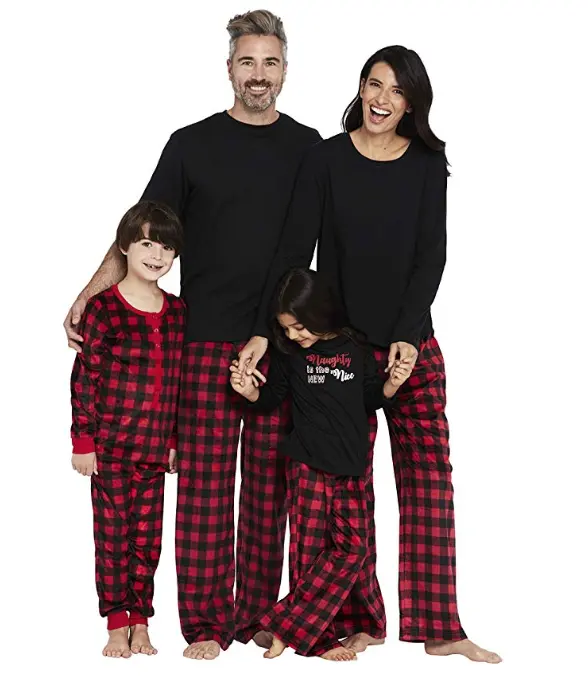 Fill Holiday Pizza Christmas Jammies Family Black Red Plaid - Family  Christmas Pajamas By Jenny