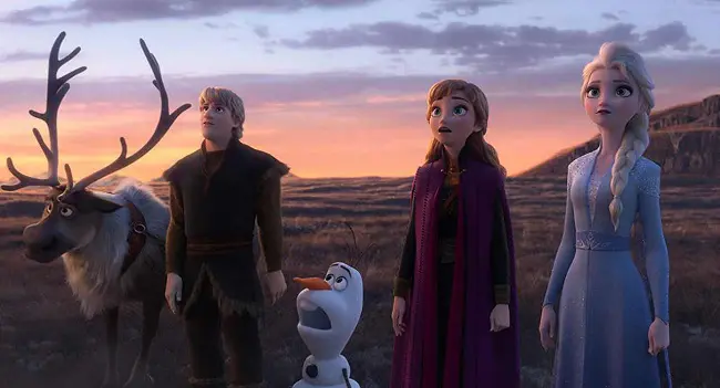 Frozen II: Sven, Kristoff, Olaf, Anna, and Elsa