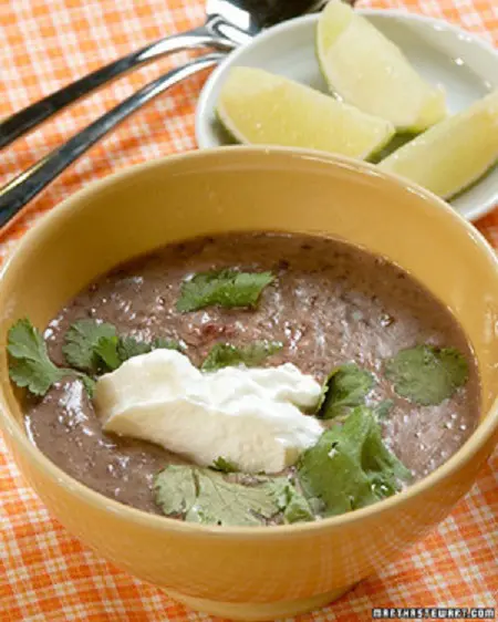 black bean soup meal