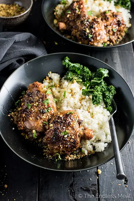 sweet and sticky pistachio honey chicken meal