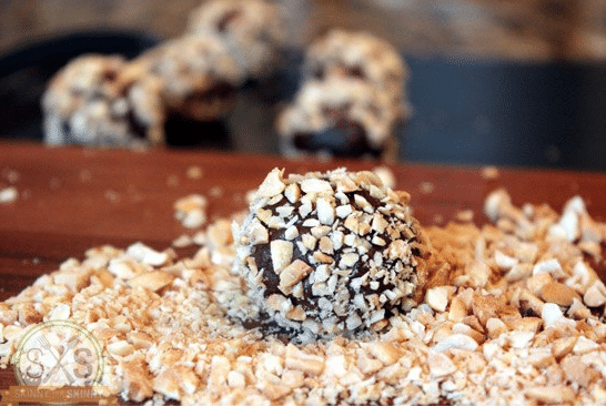 chocolate cookie dough in peanuts