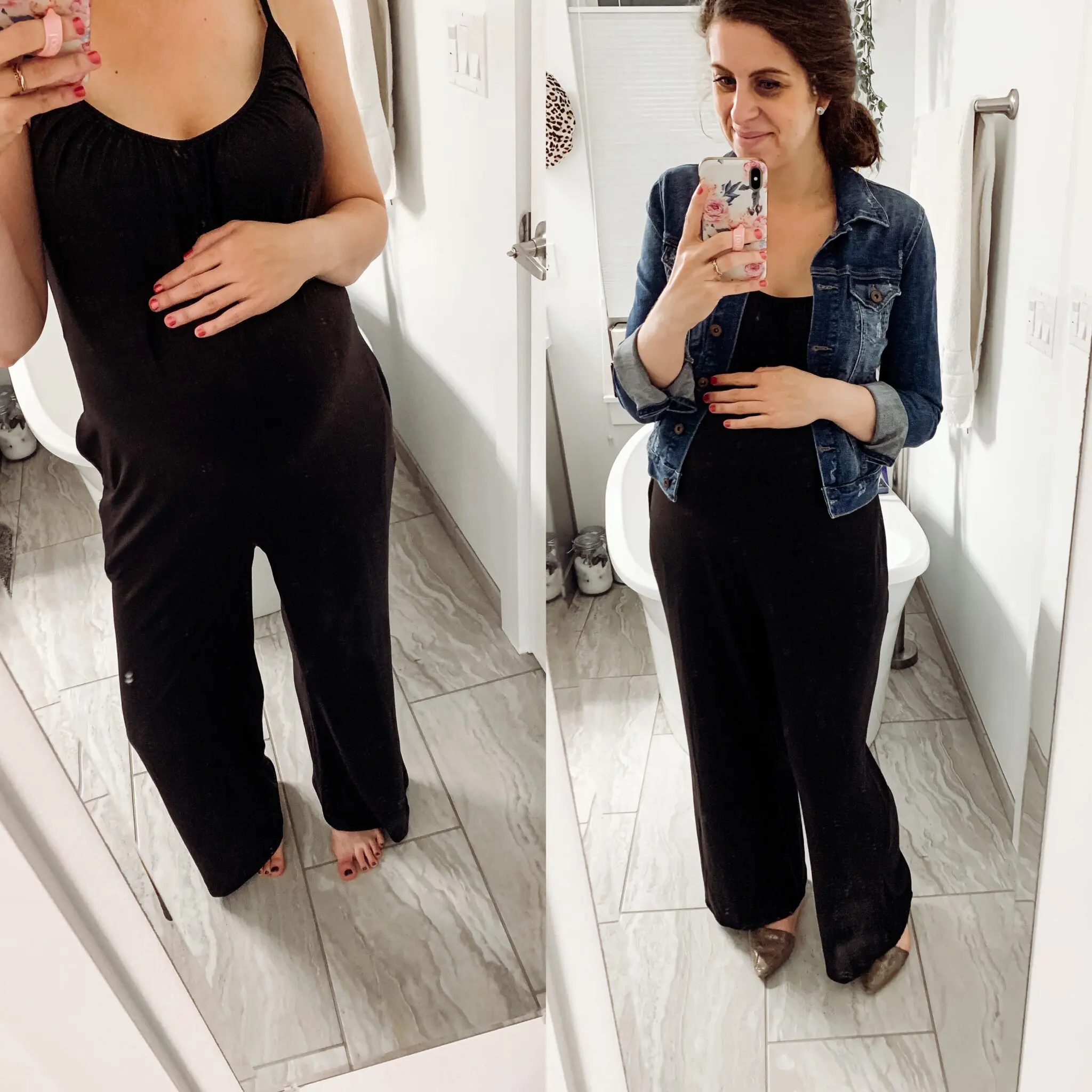 pregnant mom in pantsuit