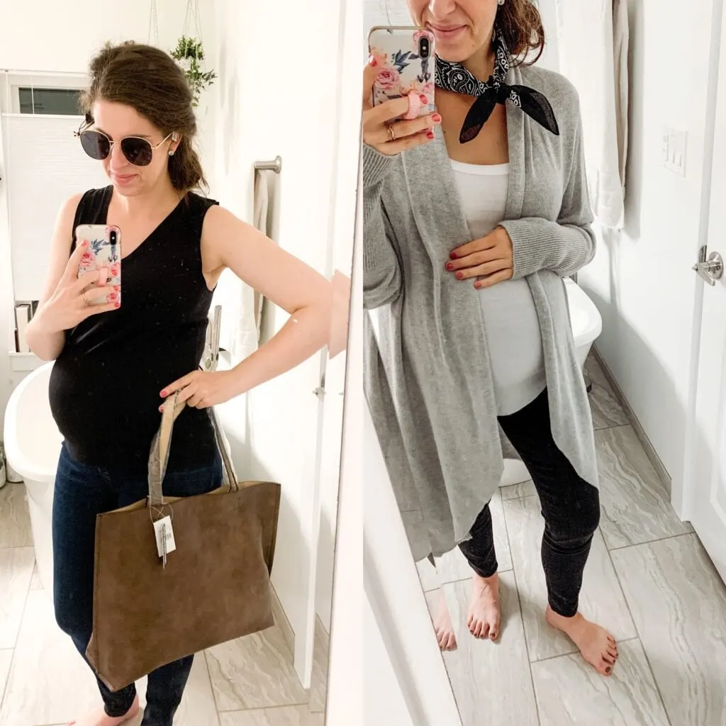 pregnant mom trying on nortstrom trunk club haul