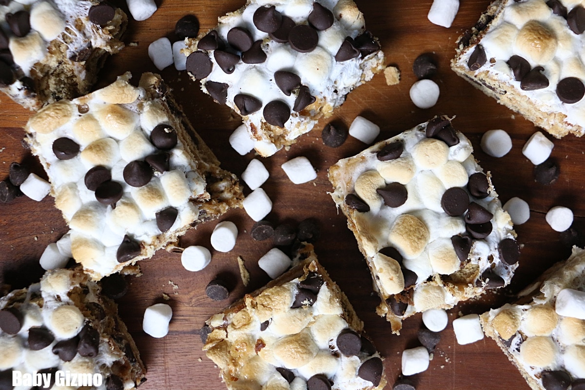 smores bars on cutting board