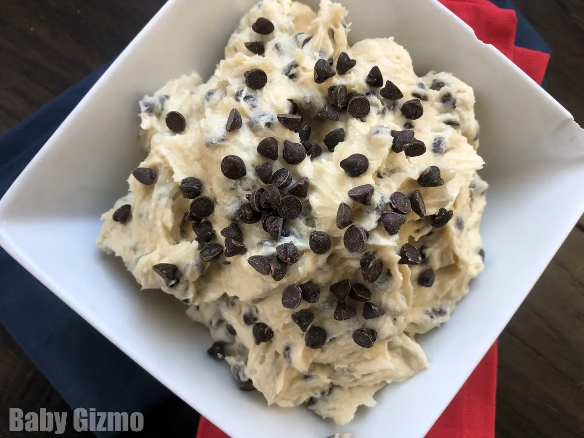 cookie dough frosting in white bowl