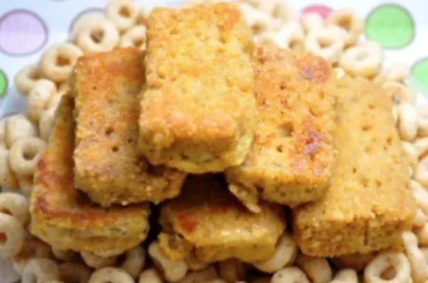french toast sticks on pile of cheerios