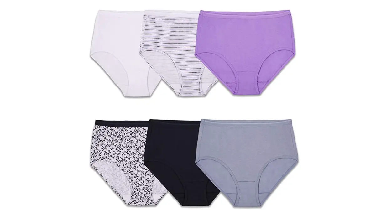 6 pairs of ladies underwear on white background