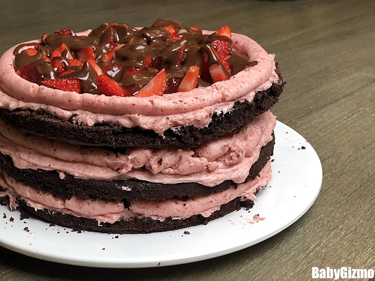 layers of strawberry cake