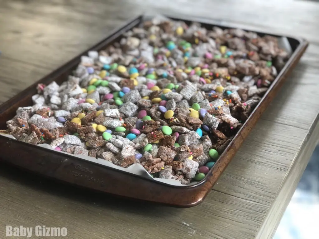 Chex Mix on a Tray