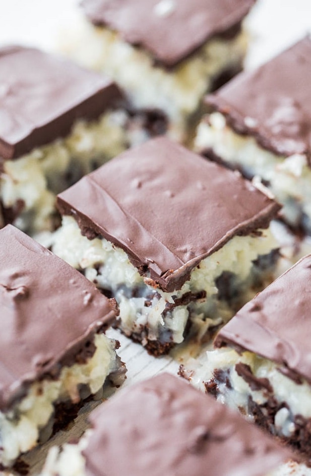 mounds bars on a baking sheet