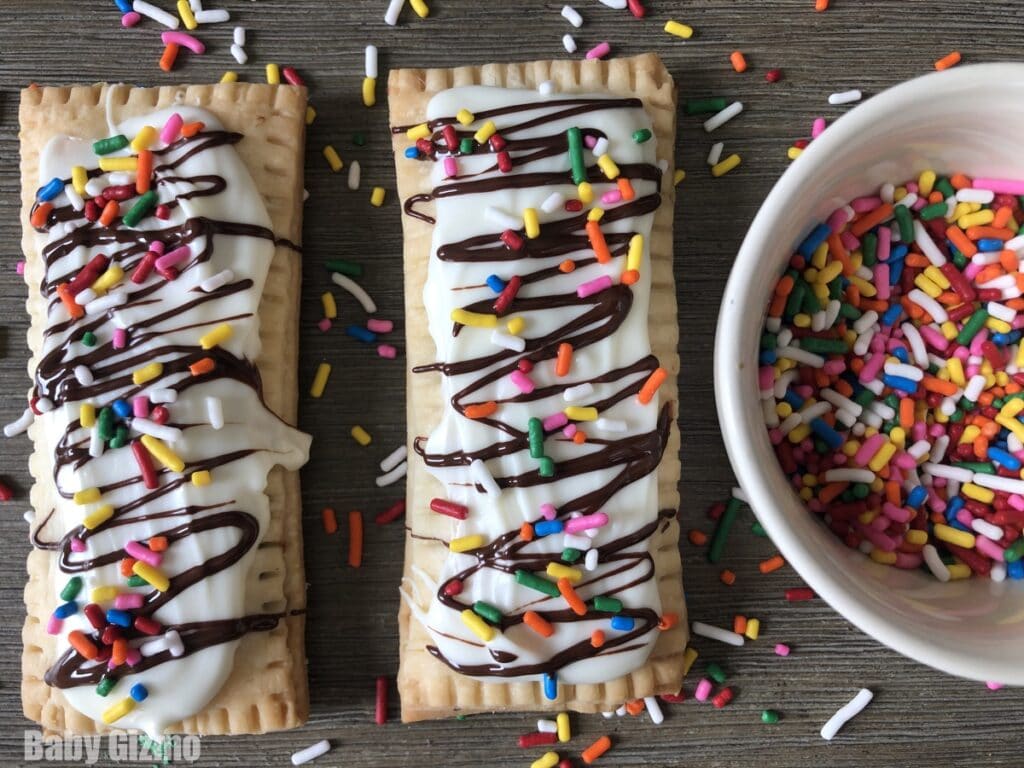 two Nutella pop tarts next to sprinkles