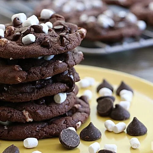 Hot Chocolate Cookies in a stack