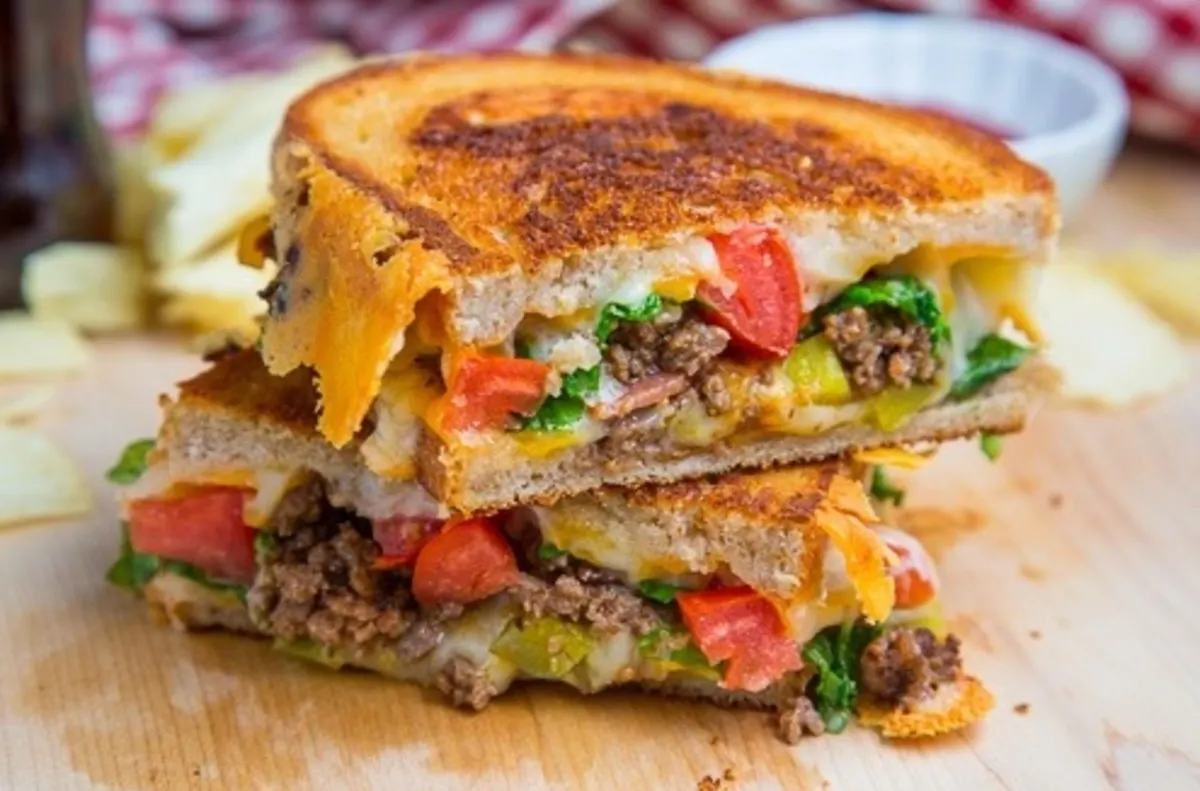 Double bacon cheeseburger grilled cheese