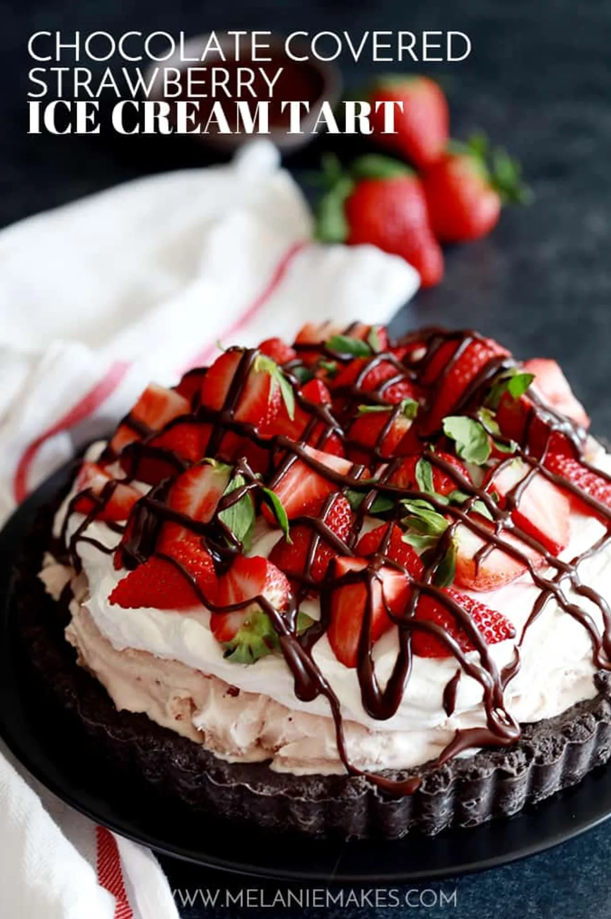 Ice Cream Tart with strawberries