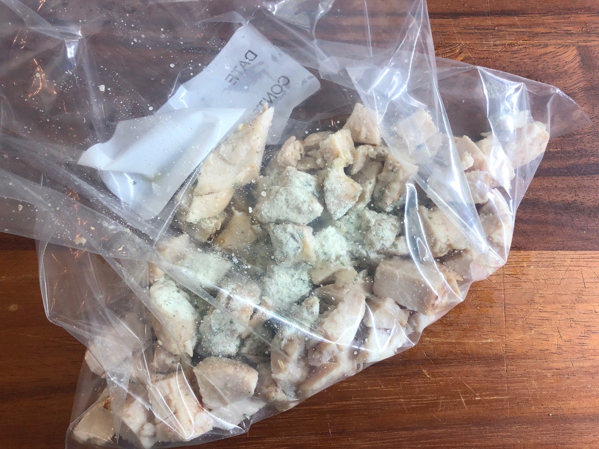 chicken pieces in ziploc bag