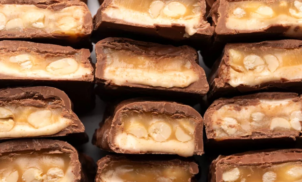 homemade snickers bars in a row