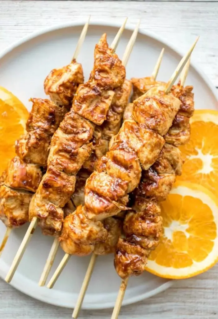 orange chicken skewers