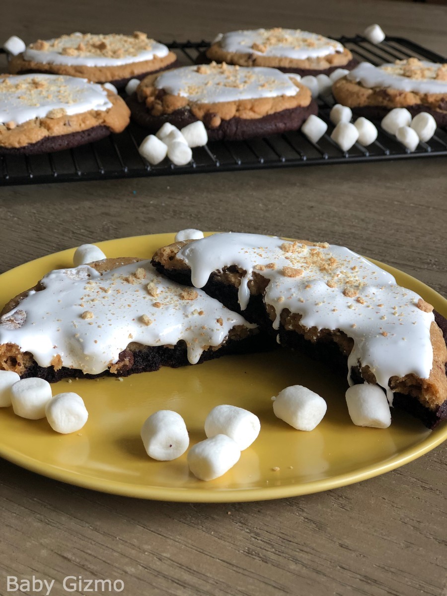 Smores Brownie Cookie on yellow plate