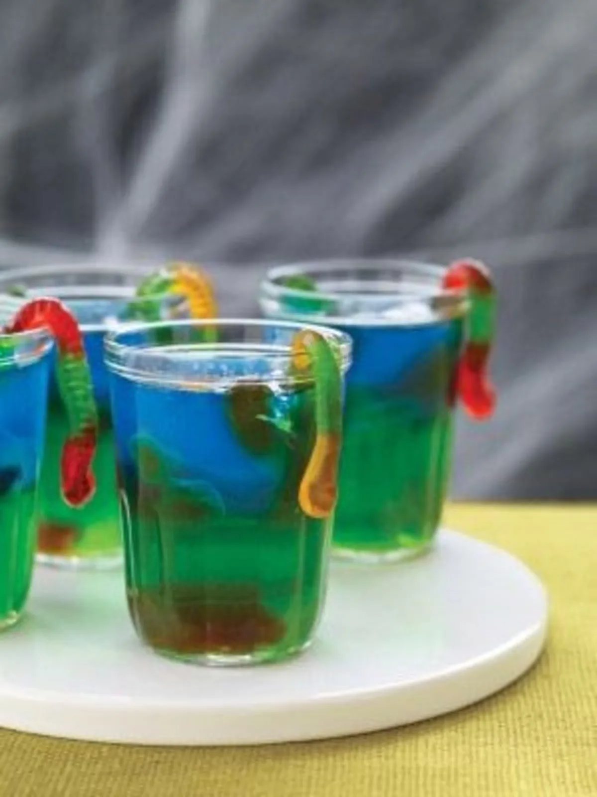 Slimy Jell-O Snacks on a white plate 