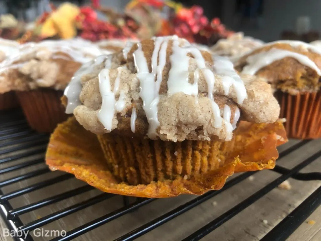 Pumpkin muffin on cooling rack