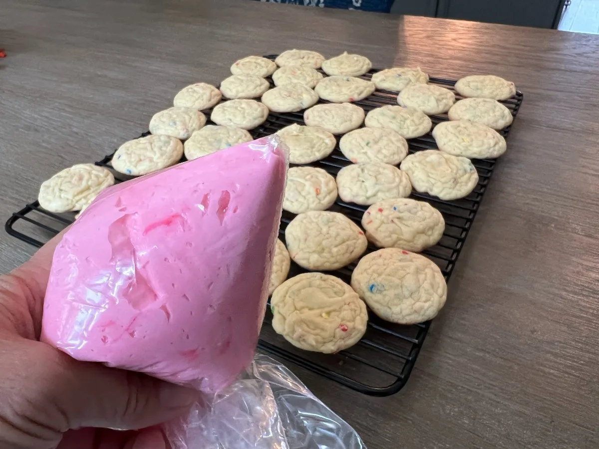 frosting bag in front of cookies