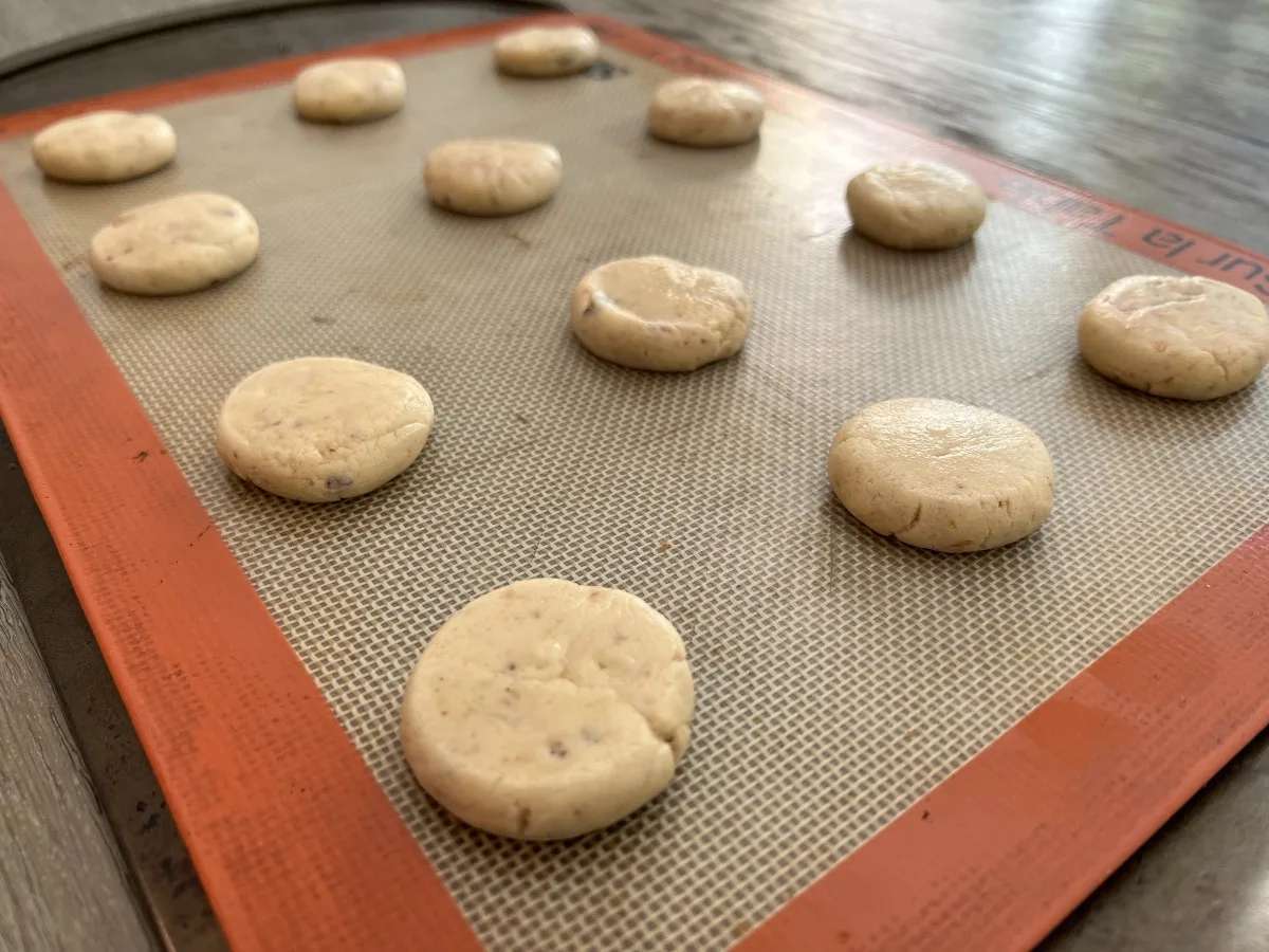 Twix Cookies on Baking Sheet