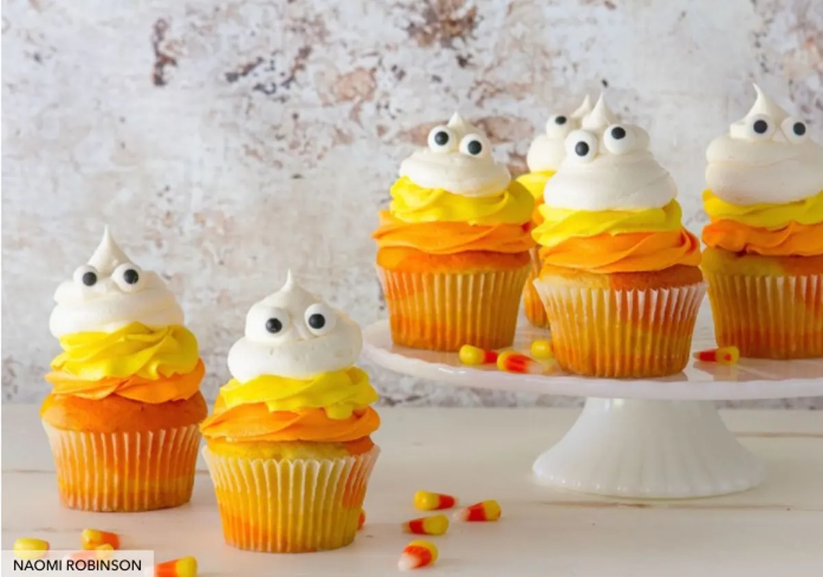 candy corn ghost cupcakes