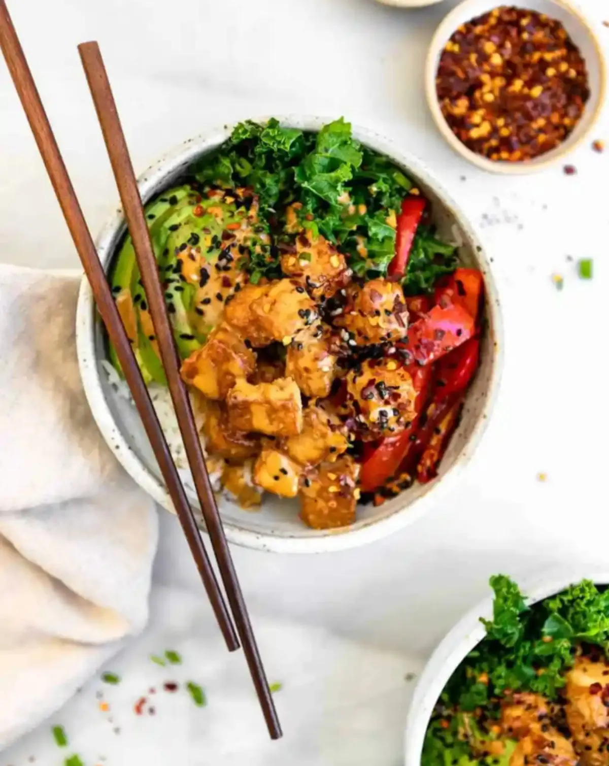 Baked Peanut Tofu Bowls