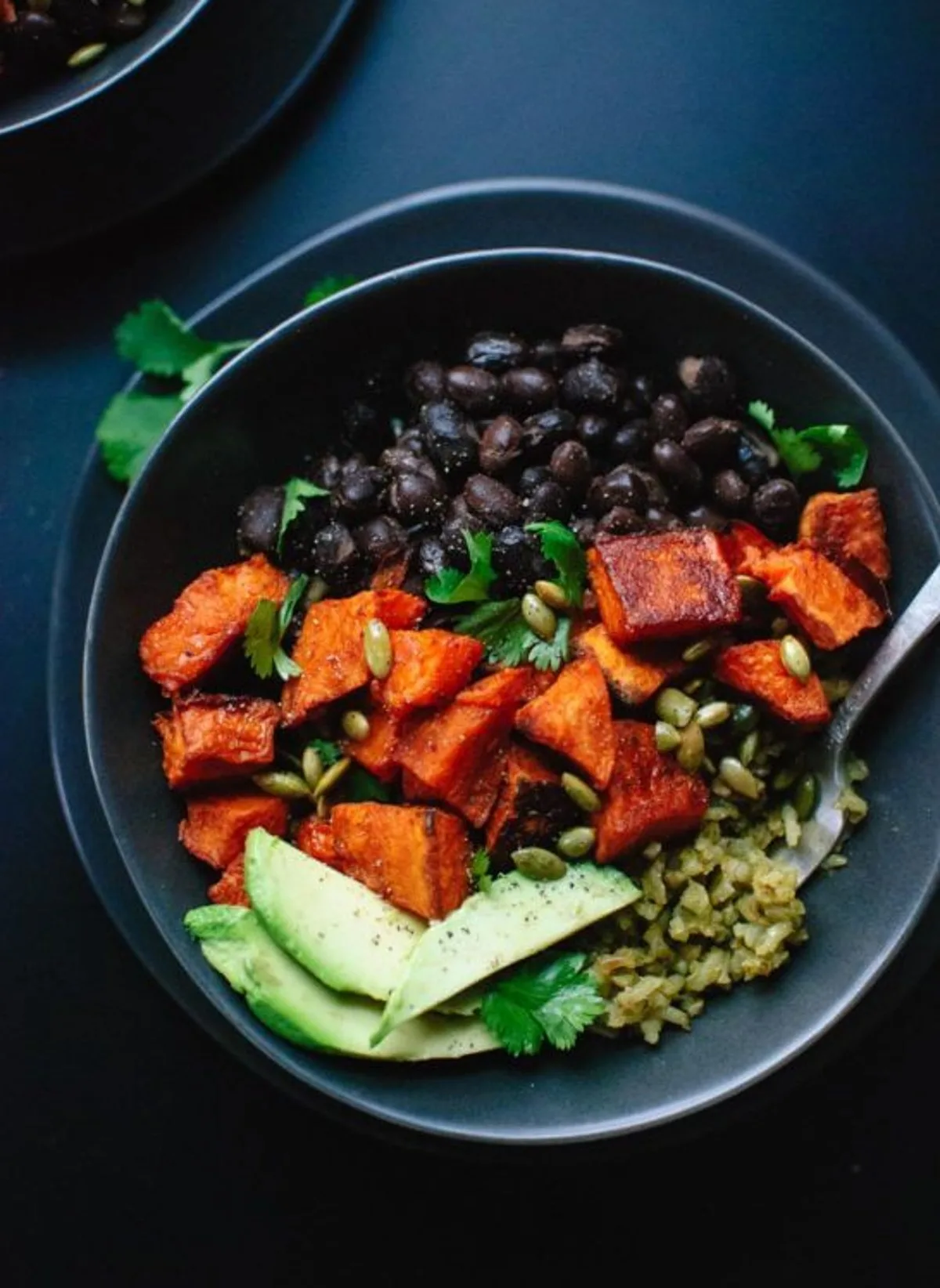 Spicy Sweet Potato and Green Rice Burrito Bowls