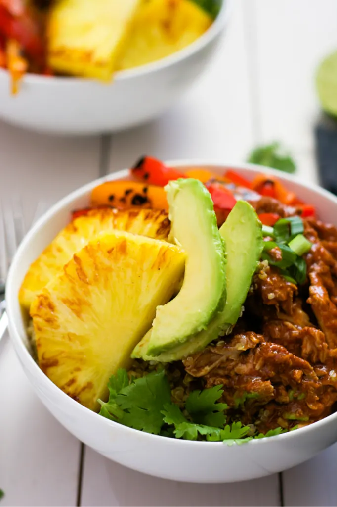 slow cooker hawaiian pork burrito bowls