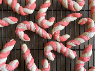 Candy Cane Cookies on Cooling Rack