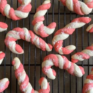 Candy Cane Cookies on Cooling Rack