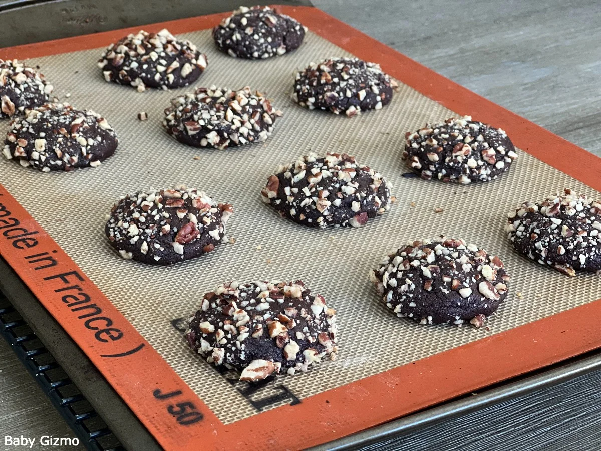 Turtle Pecan Cookies on Baking Tray