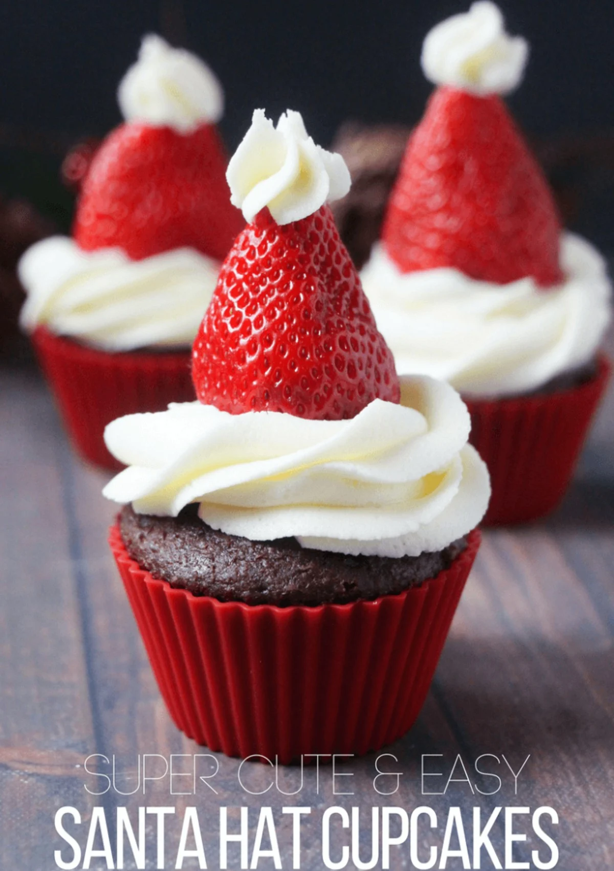 santa hat cupcakes