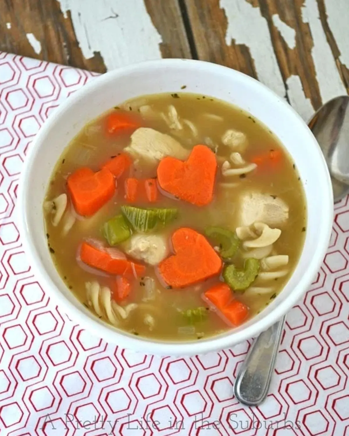 Chicken Noodle Soup with Heart Carrots