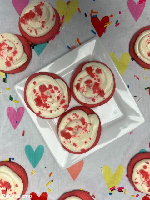 Copycat Crumbl Pink Velvet Cookies Recipe | Baby Gizmo