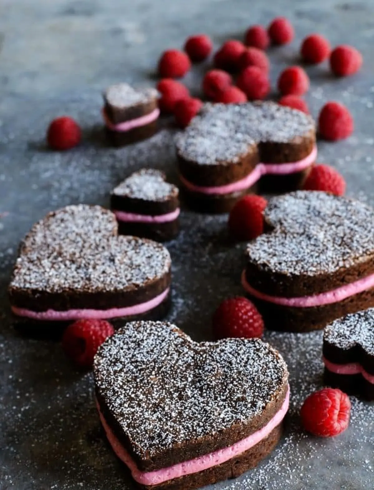 Heart Shaped Brownies with Fresh Raspberry Buttercream 