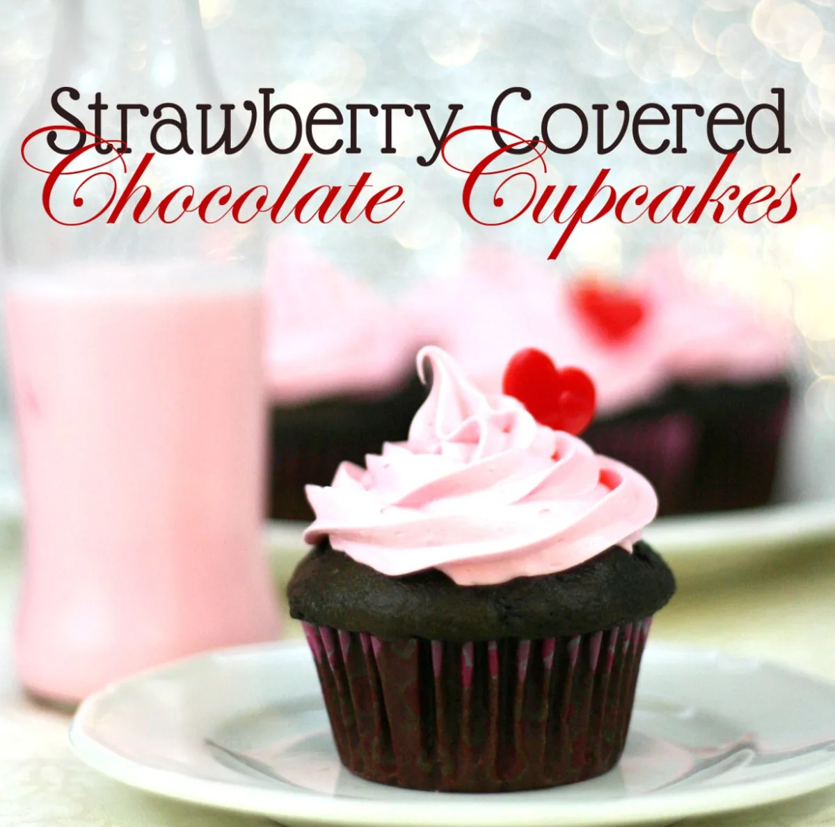 Strawberry Covered Chocolate Cupcakes