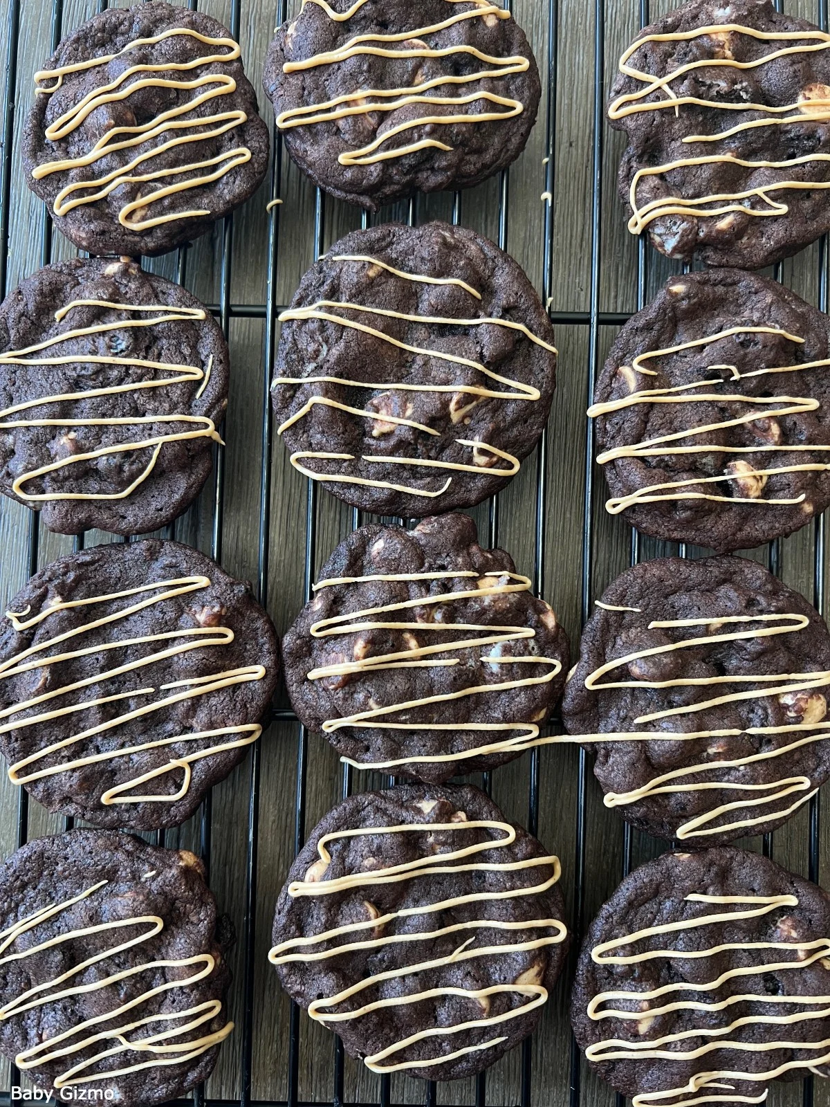 Peanut Butter Oreo Cookies on Cooling Rack