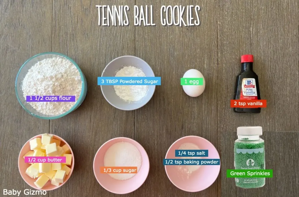 Tennis Ball Cookie Ingredients