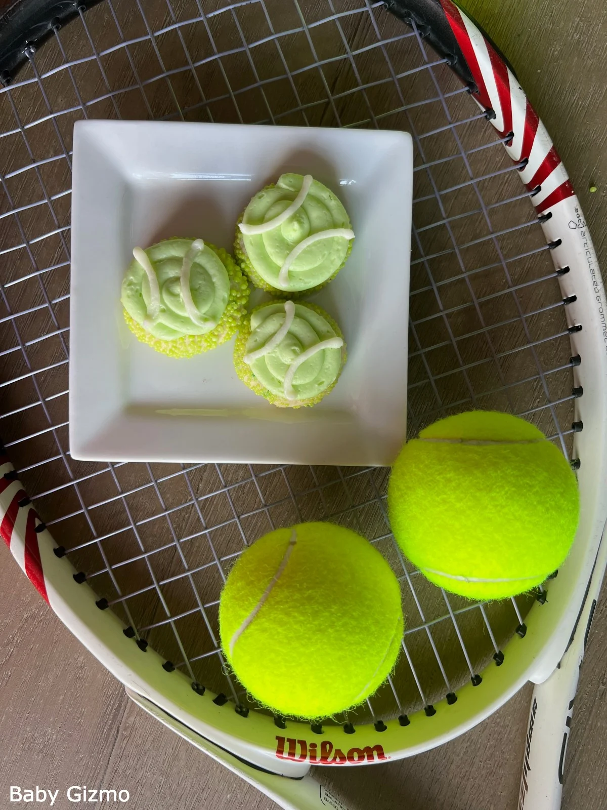 Tennis Ball Cookies on Racket
