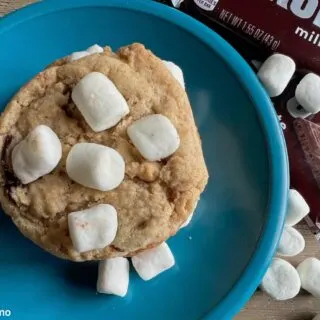 Smores cookies on blue plate