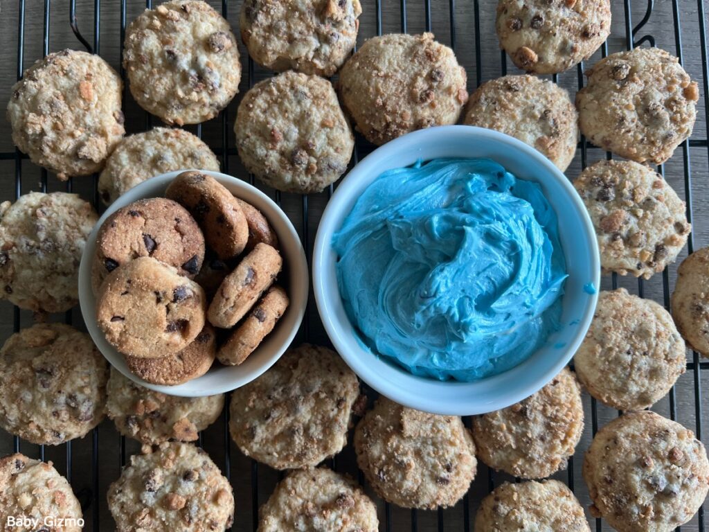 Crumbl Blue Cookies on Cooling Rack