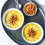 SMOKED GRUYERE BUTTERNUT SOUP WITH SPICY CHICKPEAS