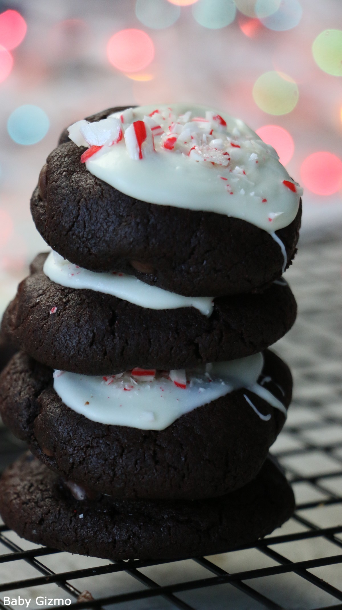 Crumbl Peppermint Bark Cookies Stacked