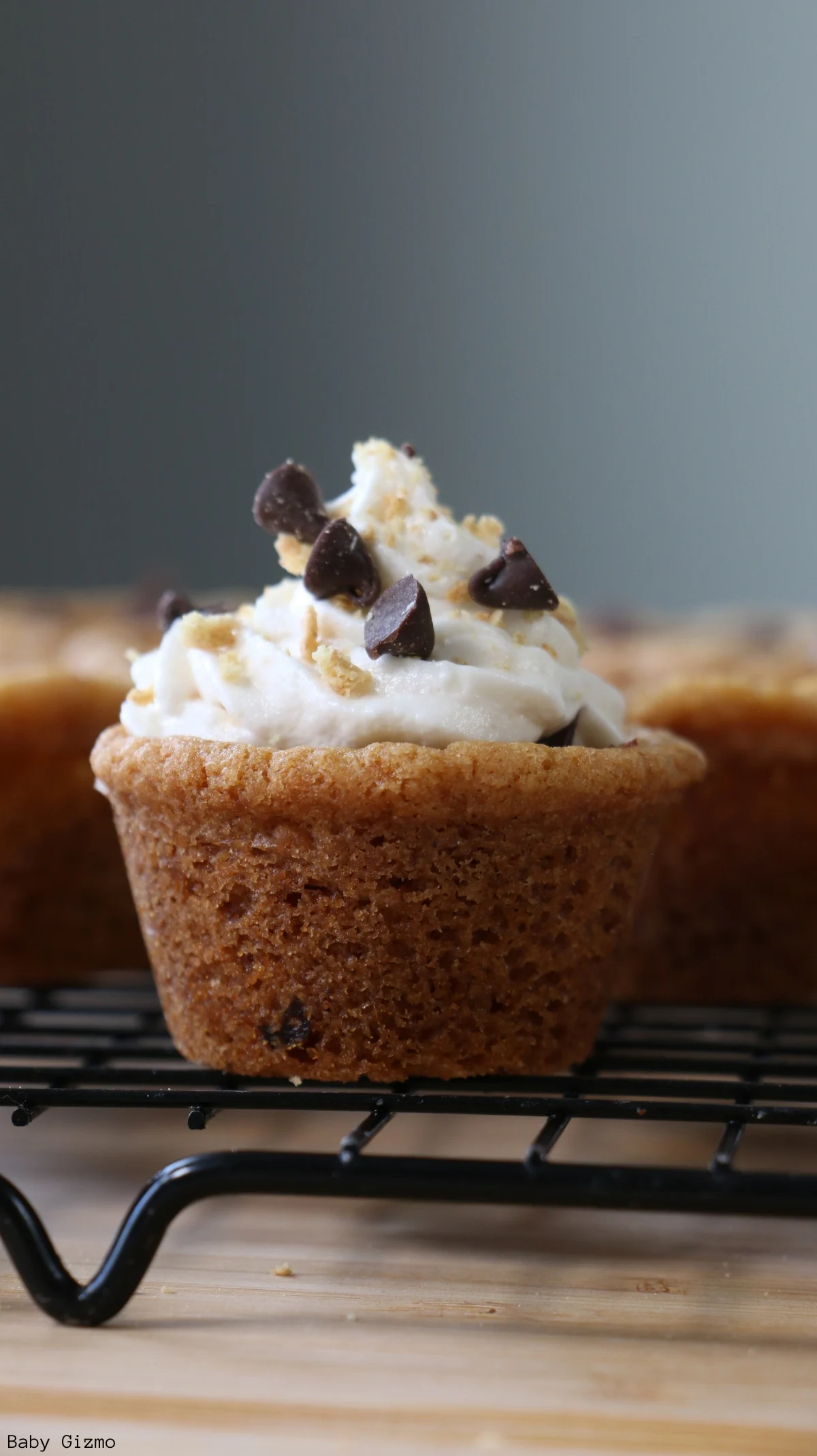 Smores cookie cups on cooling rack